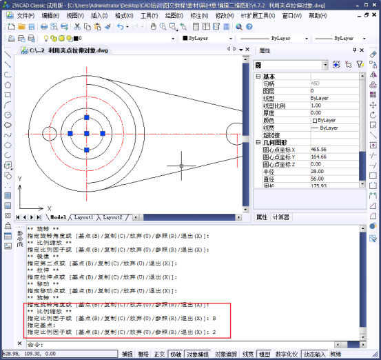 CAD利用夹点缩放和镜像对象 CAD利用夹点缩放和镜像对象