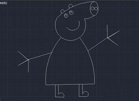 用CAD怎么画简笔画效果的小猪佩奇