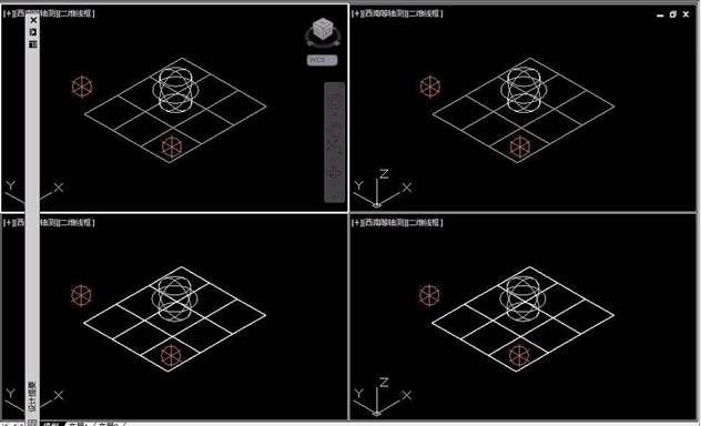 CAD中三维对象怎么设置四视图？