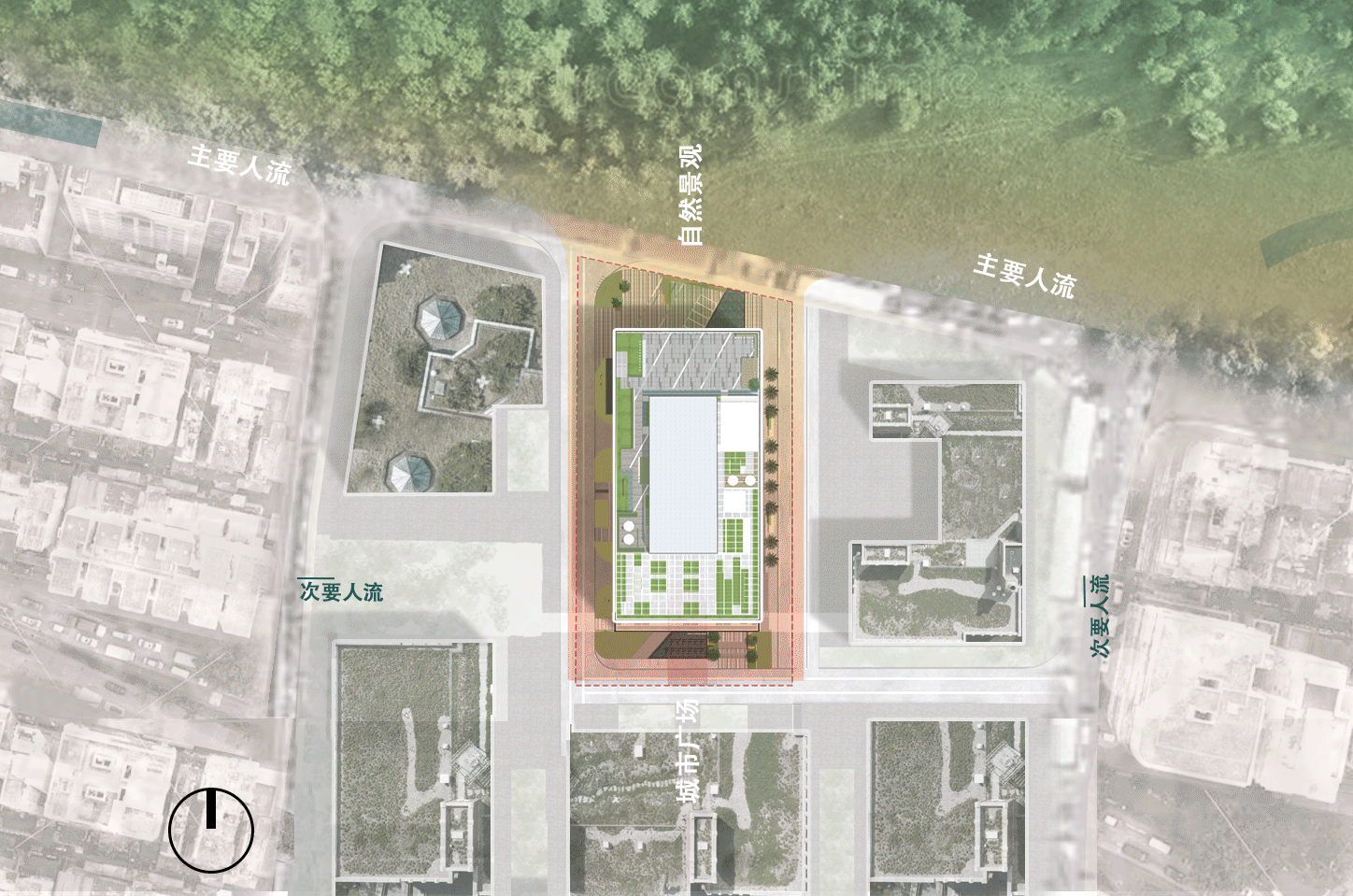 周边环境分析、场地流线